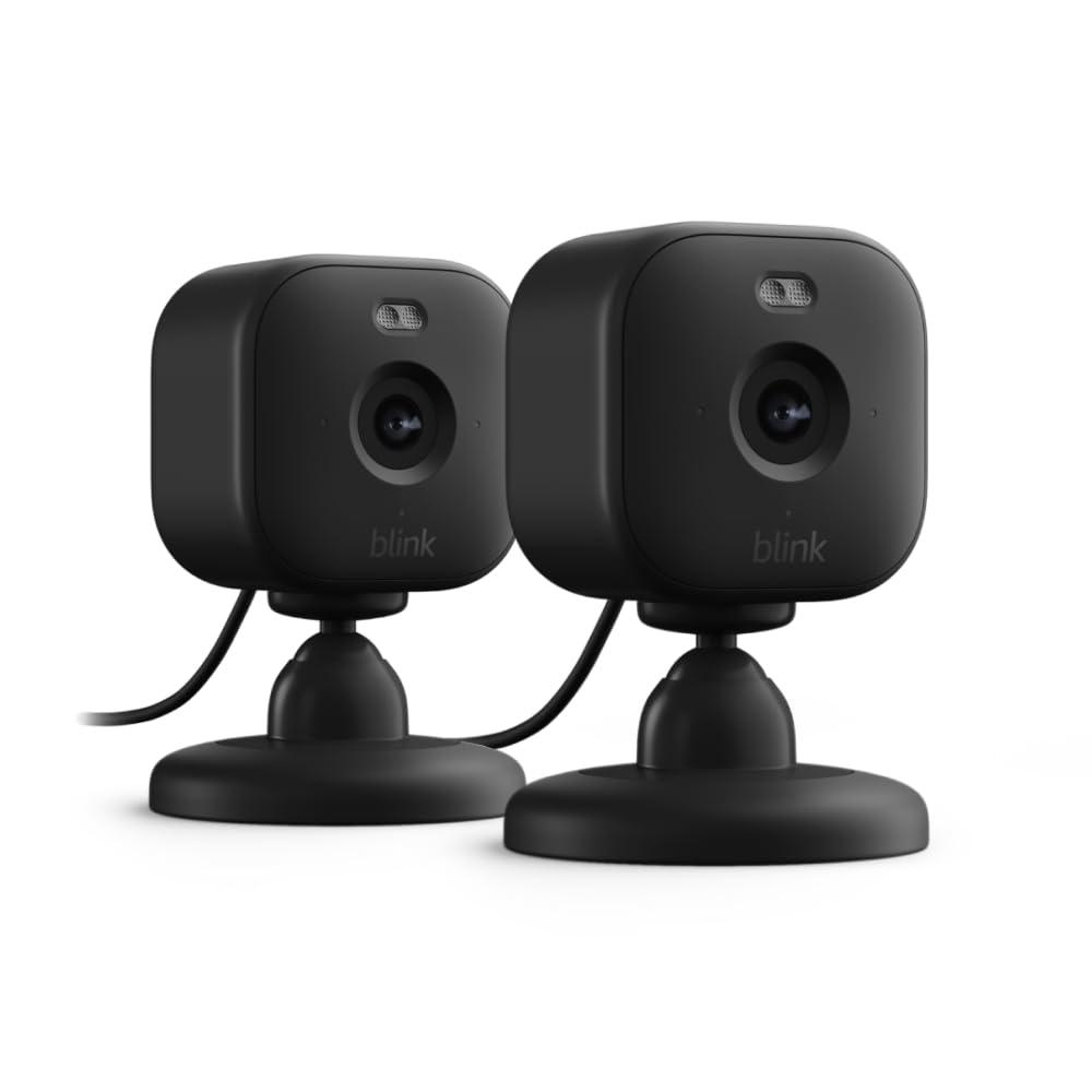 imageBlink Mini 2 with 1Year Plus Subscription 2 Cameras White Plugin smart security camera HD night view in color builtin spotlight motion detection Works with AlexaBlack