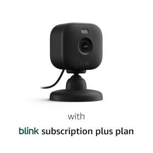 Blink Mini 2 with 1-Year Plus Subscription, 2 Cameras (White) — Plug-in smart security camera, HD night view in color, built-in spotlight, motion detection, Works with Alexa(Black)
