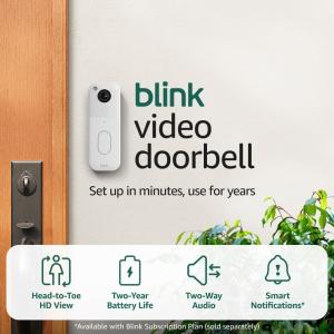 Blink Video Doorbell + Outdoor 4 XR – Wireless smart security cameras, two-year battery life, go up to 400 feet from your home with extended range. Sync Module XR included.