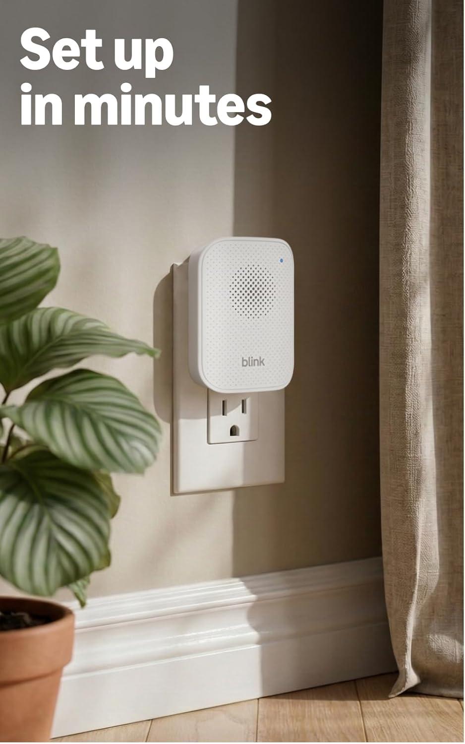 imageBlink Chime newest model Realtime audible alerts you can hear anywhere in your home easy plugin installation works with all Blink doorbells