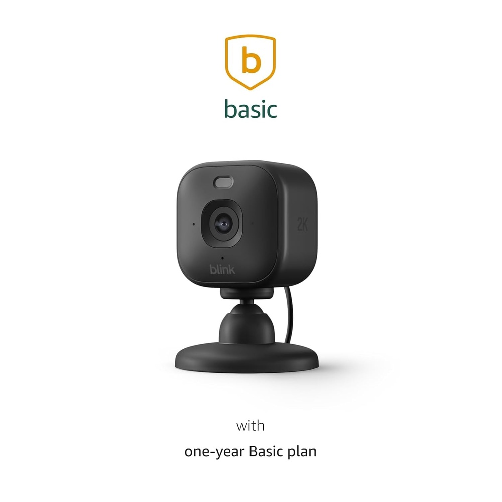 image:imageBlink Mini 2K newest model with 1Year Basic plan Plugin Home amp Pet Security Camera with 2K video resolution color night vision enhanced audio motion detection 1 camera Black