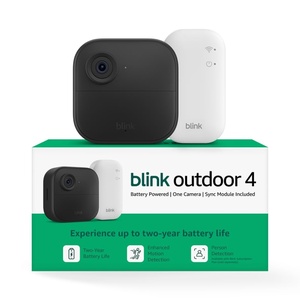 Blink Outdoor 4 and Battery Doorbell 2K+ (newest model) — Two-year battery 1080p cameras and 2K battery doorbell. Sync Module Core included — 5 Cameras + Doorbell (Black)(Save with Plus plan)